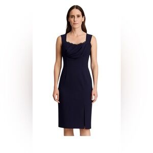 Blumarine Sheath Dress Midi Women's Size I 44 US 8 Navy Party Cocktail Italy NWT